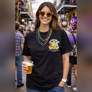 Mystic Stripers Society Black Graphic T-Shirt XL Mardi Gras New Orleans Unisex N